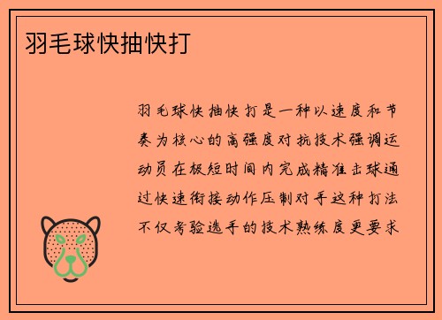 羽毛球快抽快打